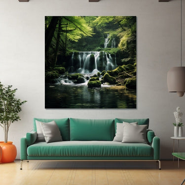 Forest Waterfall Painting